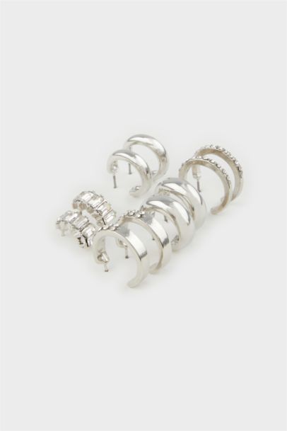 Woman 5 Piece Silver Earrings