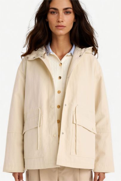 Imperméable à capuche avec poches et boutons Coupe régulière