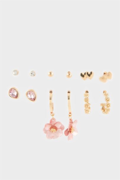 Woman 6 Piece Gold Earrings