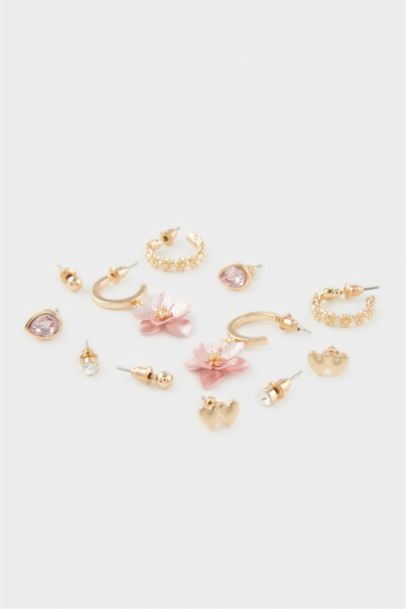 Woman 6 Piece Gold Earrings