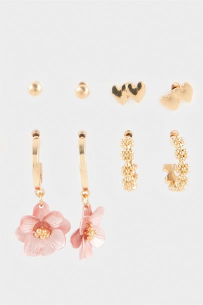 Woman 6 Piece Gold Earrings