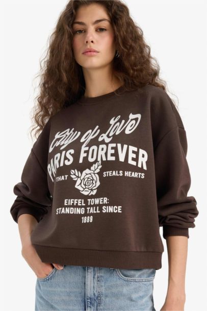 Regular Fit Printed Long Sleeve Sweatshirt