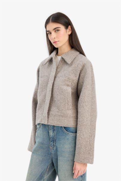 Regular Fit Polo Yaka Kaşe Mont