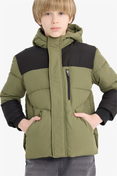 Boy Hooded Zippered Waterproof Puffer Jacket