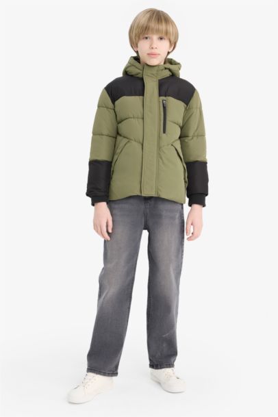 Boy Hooded Zippered Waterproof Puffer Jacket