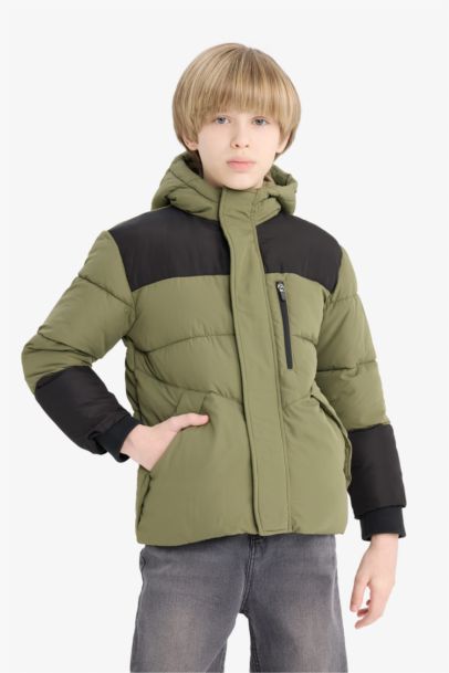 Boy Hooded Zippered Waterproof Puffer Jacket