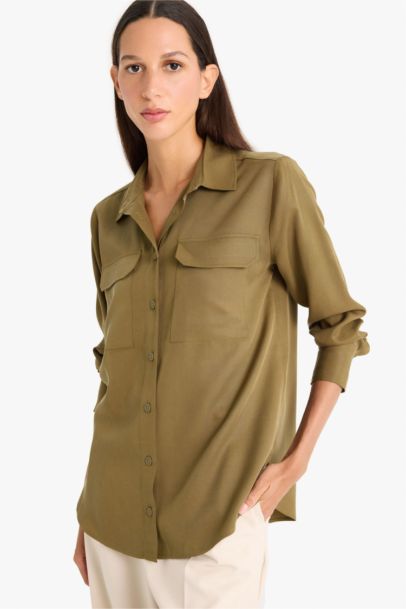 Chemise en tencel à manches longues Coupe régulière