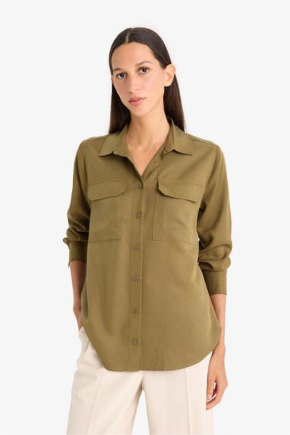 Chemise en tencel à manches longues Coupe régulière