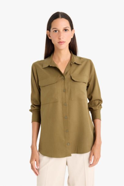 Chemise en tencel à manches longues Coupe régulière