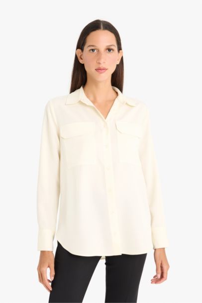 Chemise en tencel à manches longues Coupe régulière