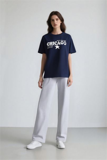 T-shirt oversize imprimé à manches courtes et col rond