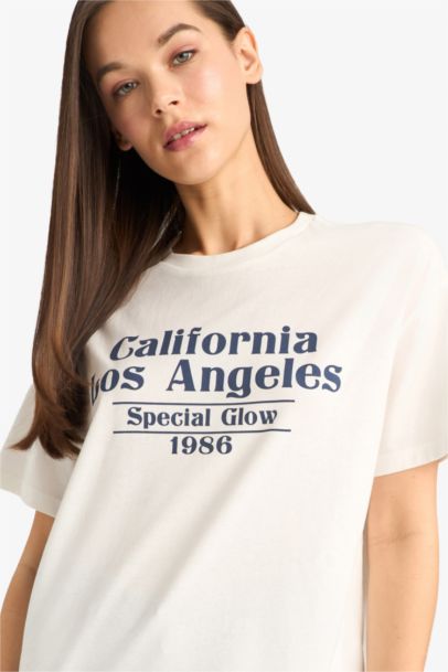 T-shirt oversize imprimé à manches courtes et col rond