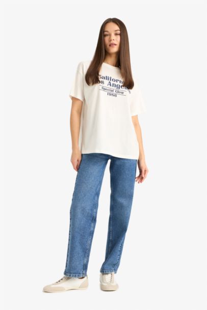 T-shirt oversize imprimé à manches courtes et col rond