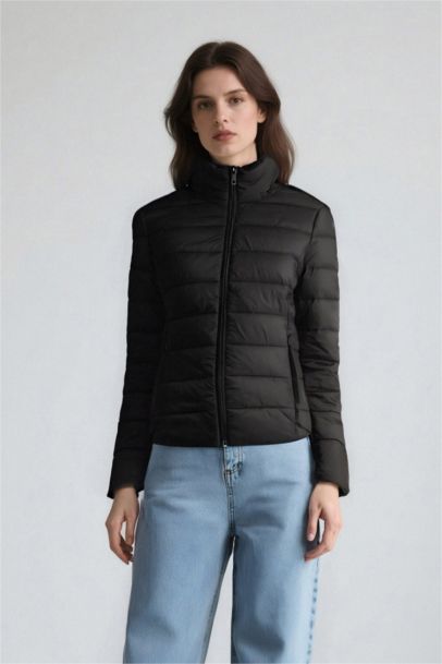 Waterproof Regular Fit High Neck Zippered Puffer Jacket