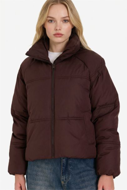 Su Geçirmez Regular Fit Dik Yaka Fermuarlı Şişme Mont