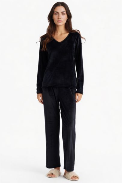 Regular Fit Long Sleeve Velour 2 Piece Pyjama Set