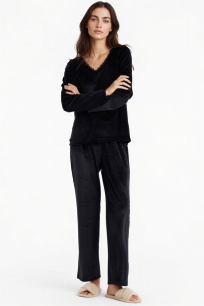 Regular Fit Long Sleeve Velour 2 Piece Pyjama Set
