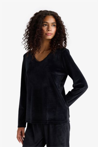 Regular Fit Long Sleeve Velour 2 Piece Pyjama Set