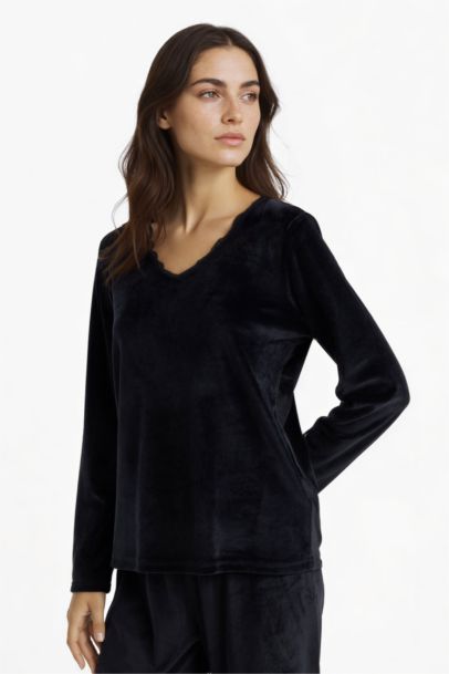 Regular Fit Long Sleeve Velour 2 Piece Pyjama Set