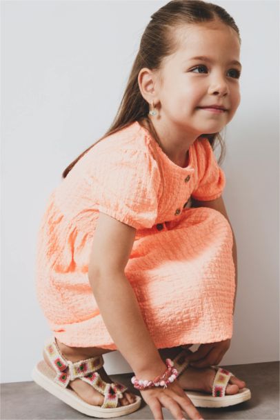 Baby Girl Short Sleeve Crepe Dress