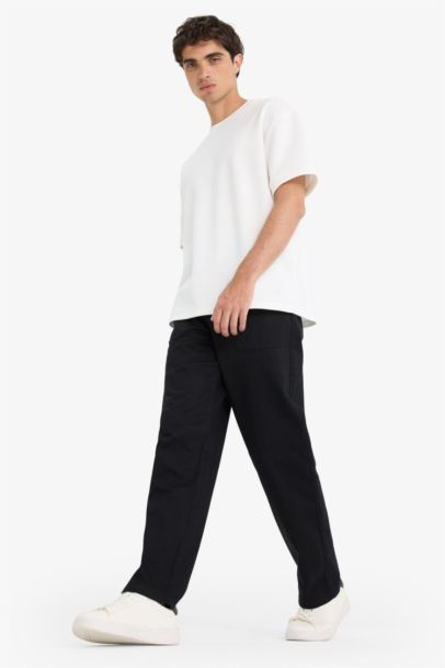 Wide Straight Leg Gabardine Trousers