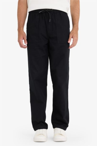 Wide Straight Leg Gabardine Trousers