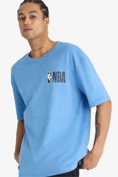 DeFactoFit NBA Wordmark Oversize Loose Fit Crew Cotton T-Shirt