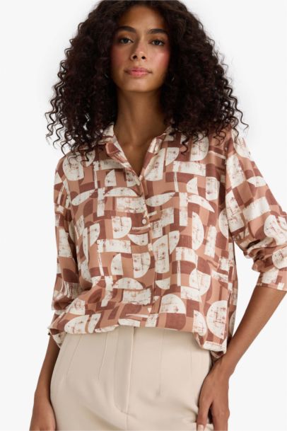 Chemise oversize imprimée à manches longues