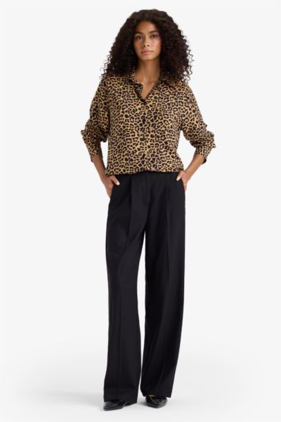 Chemise oversize imprimée à manches longues