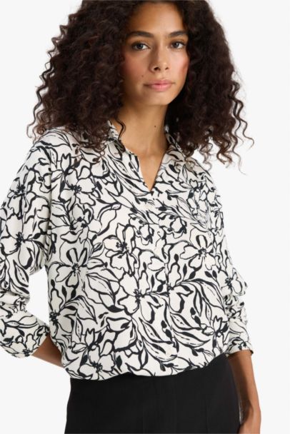 Chemise oversize imprimée à manches longues