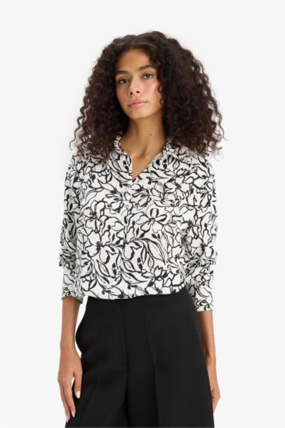 Chemise oversize imprimée à manches longues