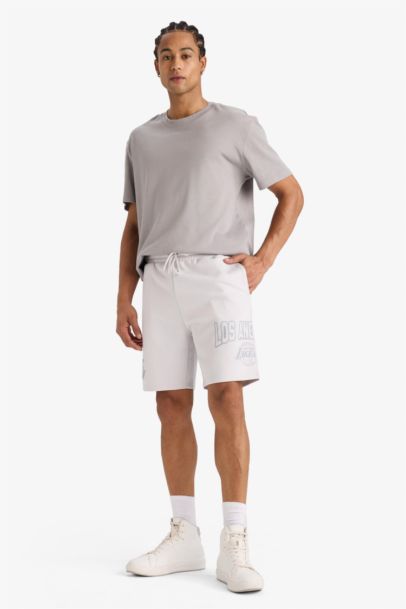DeFactoFit NBA Los Angeles Lakers Standard Fit Scuba Fabric Shorts