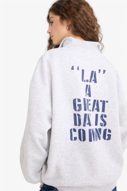 Oversize Fit Printed Long Sleeve Sweatshirt