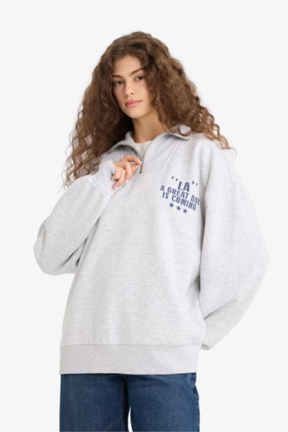 Oversize Fit Printed Long Sleeve Sweatshirt