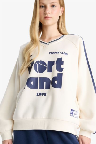 Sweatshirt oversize épais imprimé à col en V