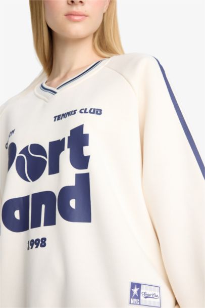 Sweatshirt oversize épais imprimé à col en V