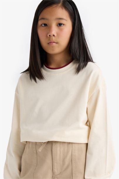 Girl Relax Fit Crew Neck Long Sleeve T-Shirt