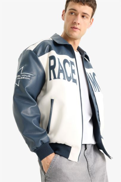 Oversize Fit Faux Leather Jacket