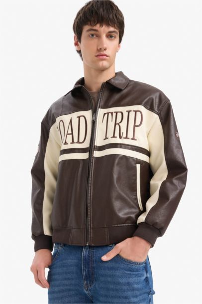 جاكيت جلد صناعي اوفر سايز بياخة قميص