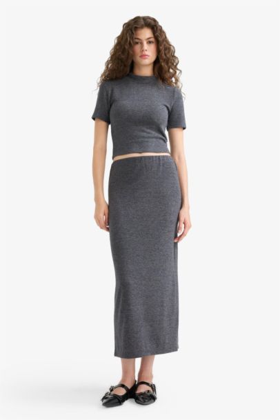 Pencil Skirt High Waist Maxi Knitted Skirt