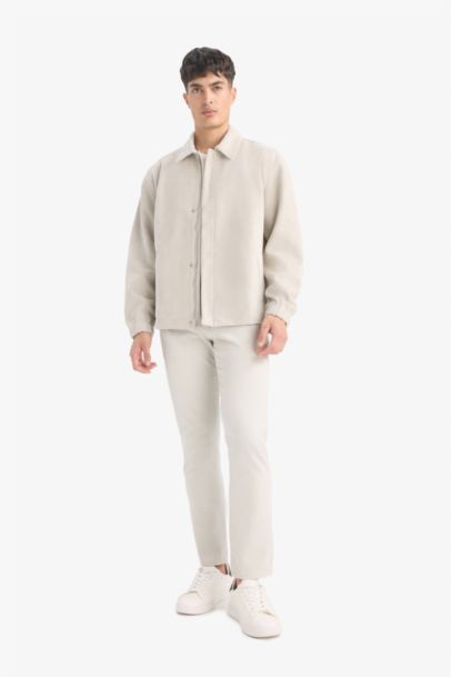 Veste oversize en suédine Col polo à poches et fermeture zip