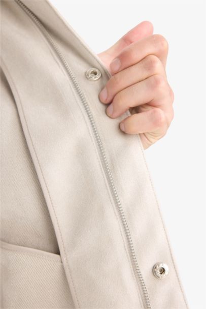 Veste oversize en suédine Col polo à poches et fermeture zip