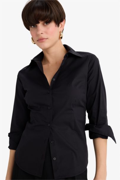 Slim Fit Shirt Collar Long Sleeve Shirt