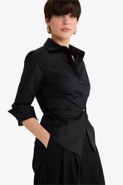 Slim Fit Shirt Collar Long Sleeve Shirt