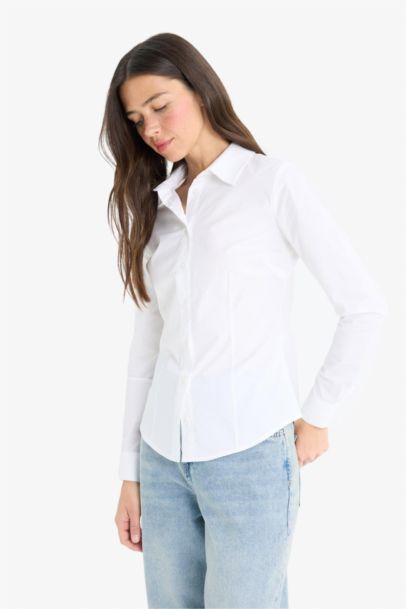 Slim Fit Shirt Collar Long Sleeve Shirt