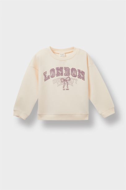 Sweatshirt imprimé à col rond pour bébé fille