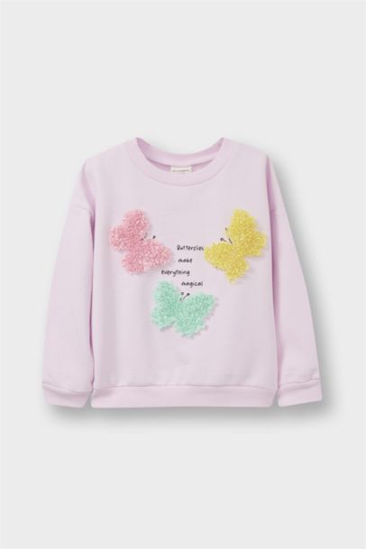Sweatshirt imprimé à col rond pour bébé fille
