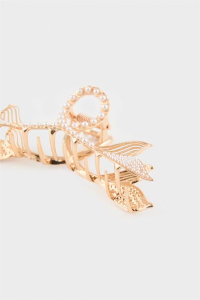 Woman Pearl Gold Hair Clips