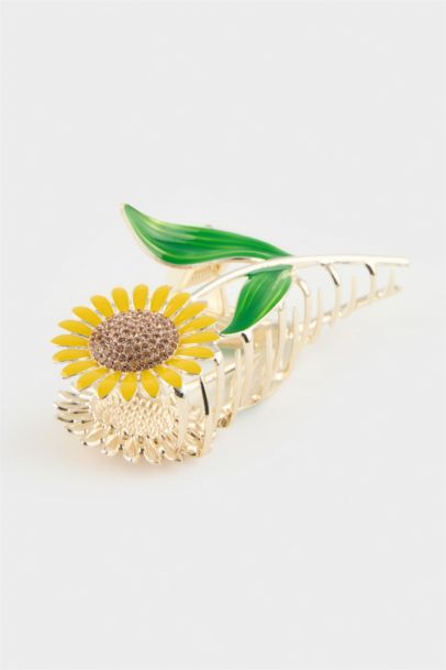 Woman Sunflower Motif Hair Clips