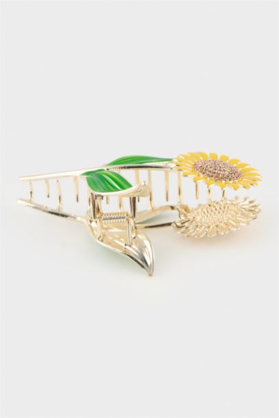 Woman Sunflower Motif Hair Clips